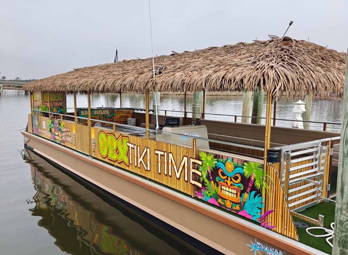 OBX Tiki Time Boat Dock Location - Dolphin Tours Welcome Aboard